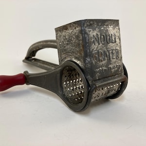 Vintage Mouli Grater with Red Handle - French Farmhouse Kitchen Decor