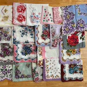 Assorted Vintage Women's Handkerchiefs Hankies Floral Patterns
