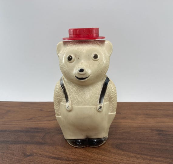 Vintage Squeezit Chocolate Syrup Bear, 1950s Advertising, Retro Kitchen Decor Kitchenalia