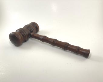 Vintage Solid Wood Gavel for Judge, Auctioneer, Club President