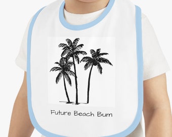 Beach Theme Baby Bib: Soft Cotton Newborn Feeding Bib