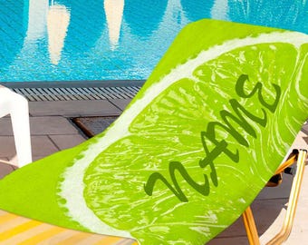 Personalized Fruit Print Beach Towel: Custom Name Summer Microfiber Towel