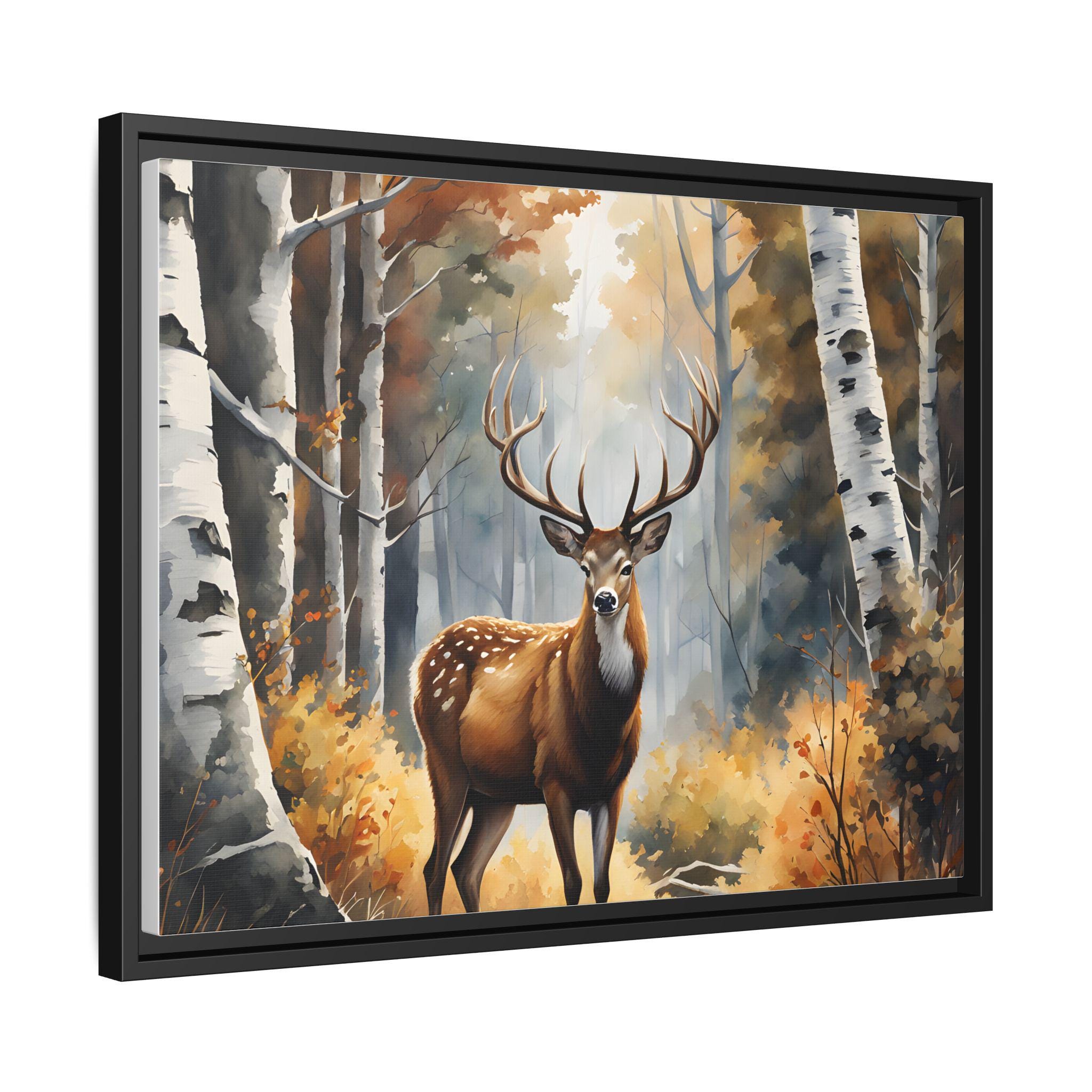 Wildlife Wall Art, Deer Canvas Print, Autumn Forest Decor, Framed Wall ...