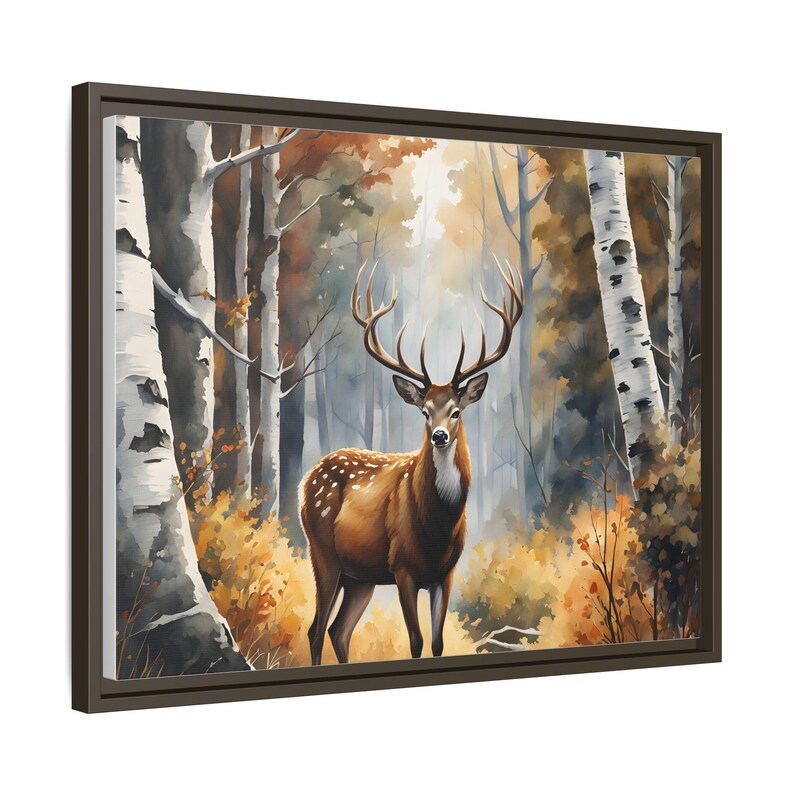 Wildlife Wall Art, Deer Canvas Print, Autumn Forest Decor, Framed Wall ...