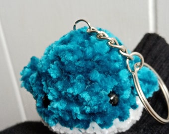 Crochet Velvet whale keyring