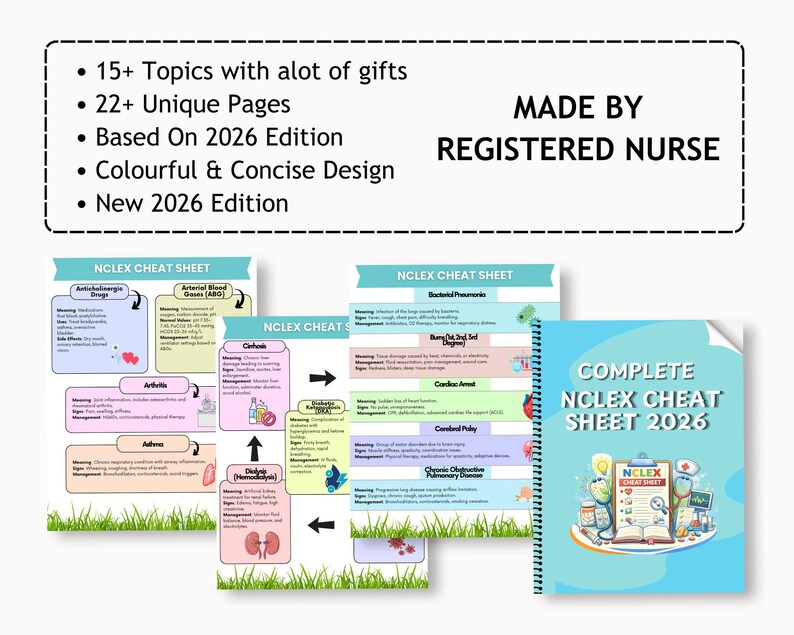 Complete NCLEX Cheat Sheet 2026 - Essential Study Guide for Nursing Students - Etsy