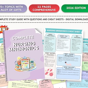 Nursing Mnemonics Cheat Sheet Bundle: Study Guide (Digital Download)