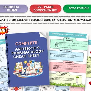 Antibiotics Pharmacology Cheat Sheet | Nursing Study Guide | Digital Download