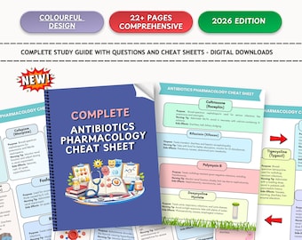 Antibiotics Pharmacology Cheat Sheet | Nursing Study Guide | Digital Download