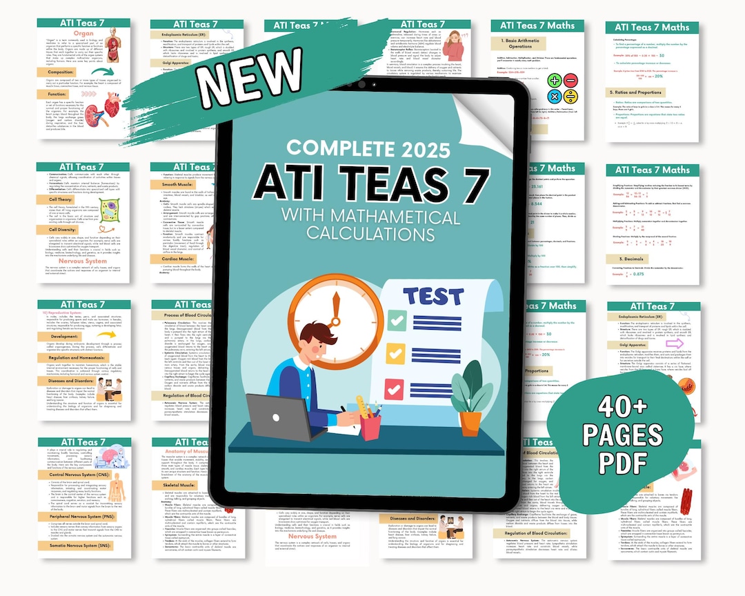 ATI TEAS 7 Study Guide : Nursing School Notes (digital Download) - Etsy