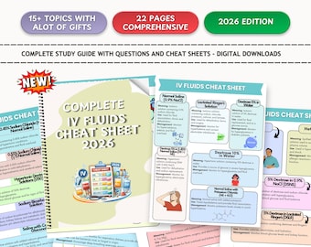 IV Fluids Cheat Sheets: 20-Page Nursing Study Guide (Digital & Printable PDF