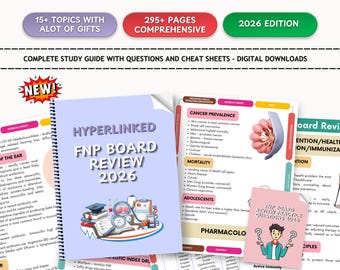 Hyperlinked FNP Board Review: Comprehensive Study Guide, Q/A FNP Board Review Cheat Sheet, 2026 (PDF)