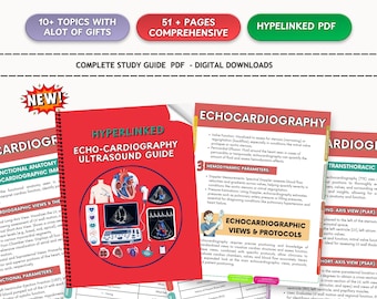Echocardiography Study Guide: Cardiac Sonography Exam Prep (Digital Download) update hyperlinked pdf