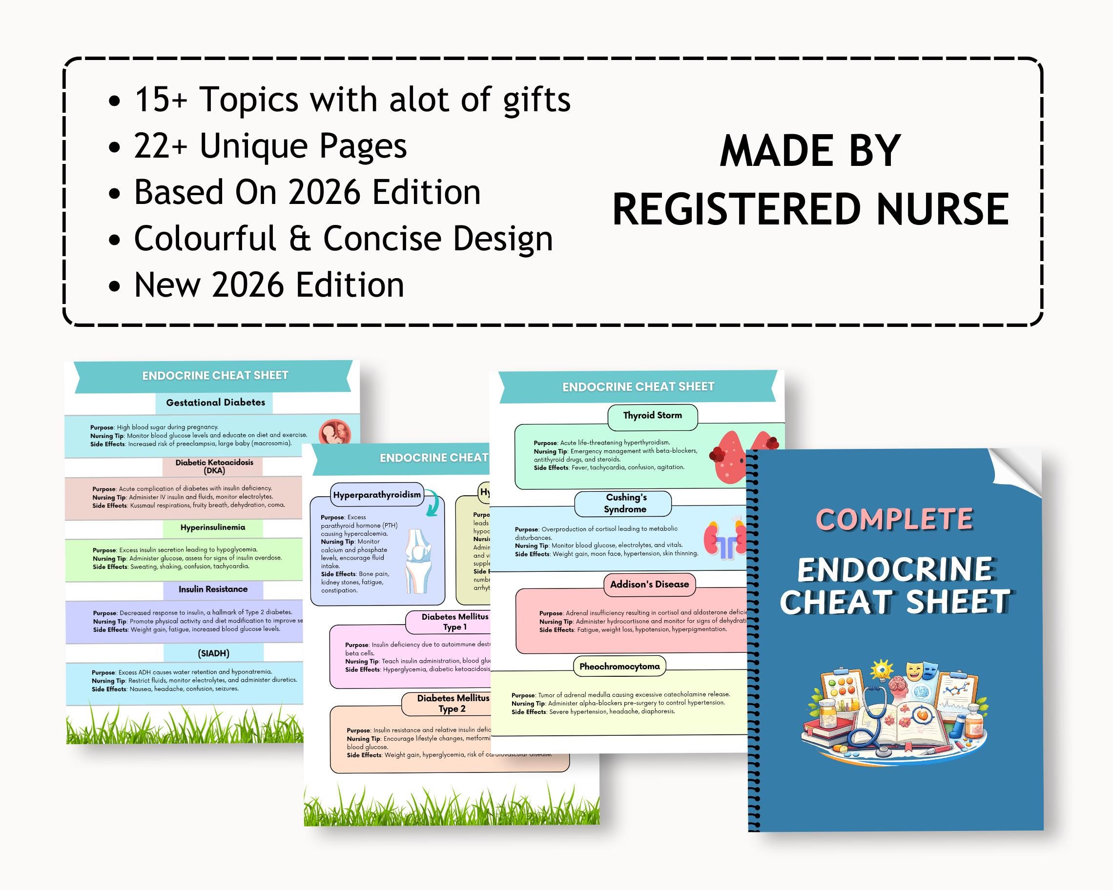 Encodrine System Study Sheet Endocrine System Cheat Sheet | Nursing Medical Study Guide (PDF) - Etsy