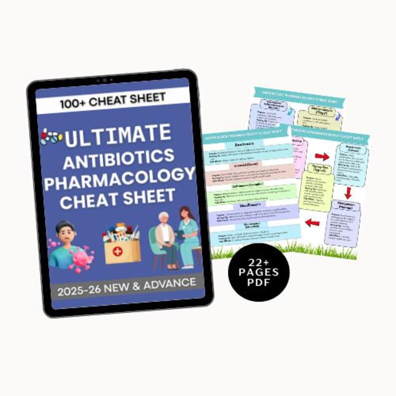 Antibiotics Pharmacology Cheat Sheet | Nursing Study Guide | Digital ...
