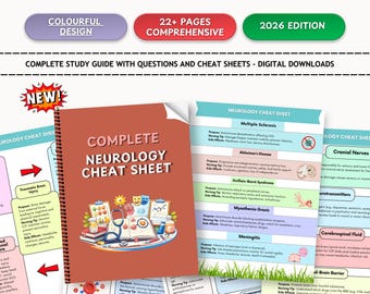Pacote Definitivo de Resumos de Neurologia | Mais de 100 Páginas de Anotações de Enfermagem | Anatomia, Distúrbios, Medicamentos, Intervenções |