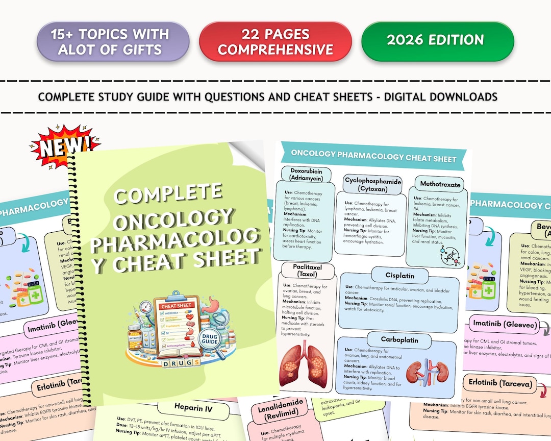Oncology Pharmacology Cheat Sheet | Cancer Medications Nursing Study ...