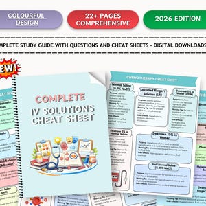 Hoja de referencia de soluciones intravenosas / Apuntes de farmacología de enfermería 2026 (PDF)