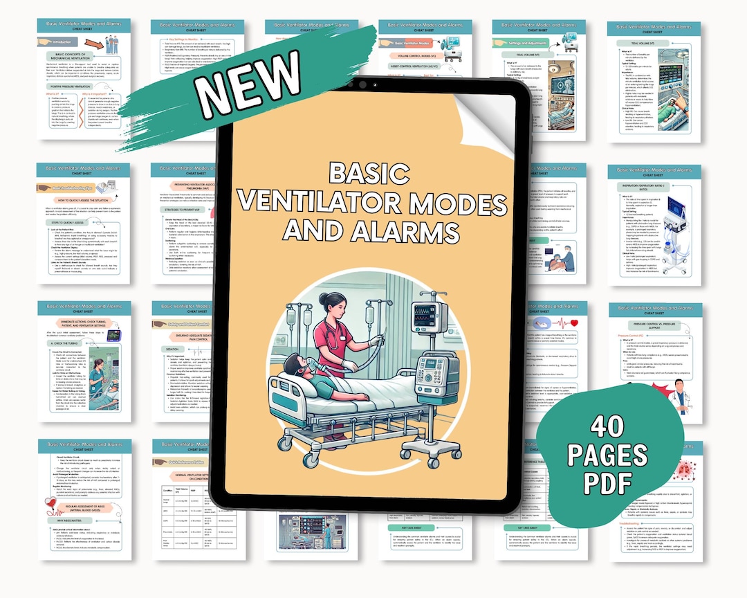 Ventilator Cheat Sheet | Nurse Study Note Guide | NCLEX Prep Sheet ...