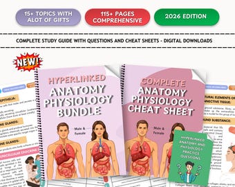 Hyperlinked Anatomie und Physiologie Studienleitfaden 2026: Pflegehinweise Bundle Spickzettel (Digitaler Download)