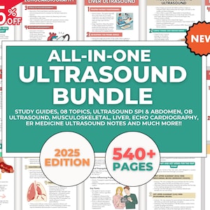 Ultraschall-Schule-Bundle 2025, Abdomen-Ultraschall-Lernanleitungen, Umfassendes Ultraschall-Schulmaterial für die Prüfung, Sonographie-Prüfungsvorbereitung