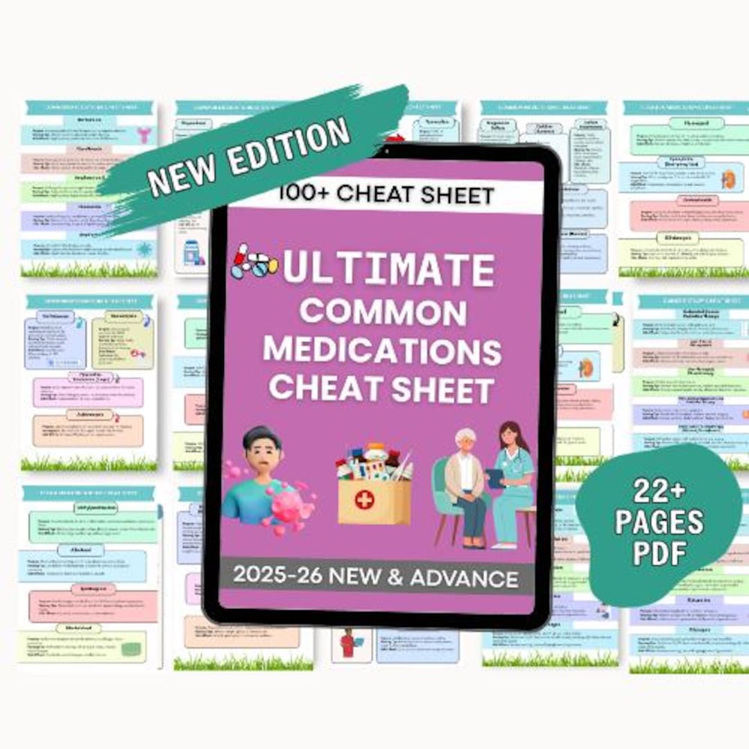 Common Medications Cheat Sheet 2025–26 | Nursing Pharmacology Quick ...