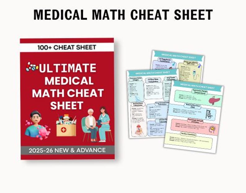 Drip Math B5 Medical Math Cheat Sheet | Nursing Student Study Guide | Dosage ...