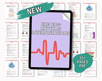 EKG Rhythm Interpretation Study Guide: Nursing Cheat Sheet (Digital Download)