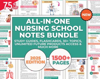 Nursing School Notes Bundle: 1500+ Pages, Study Guides (Digital Download)