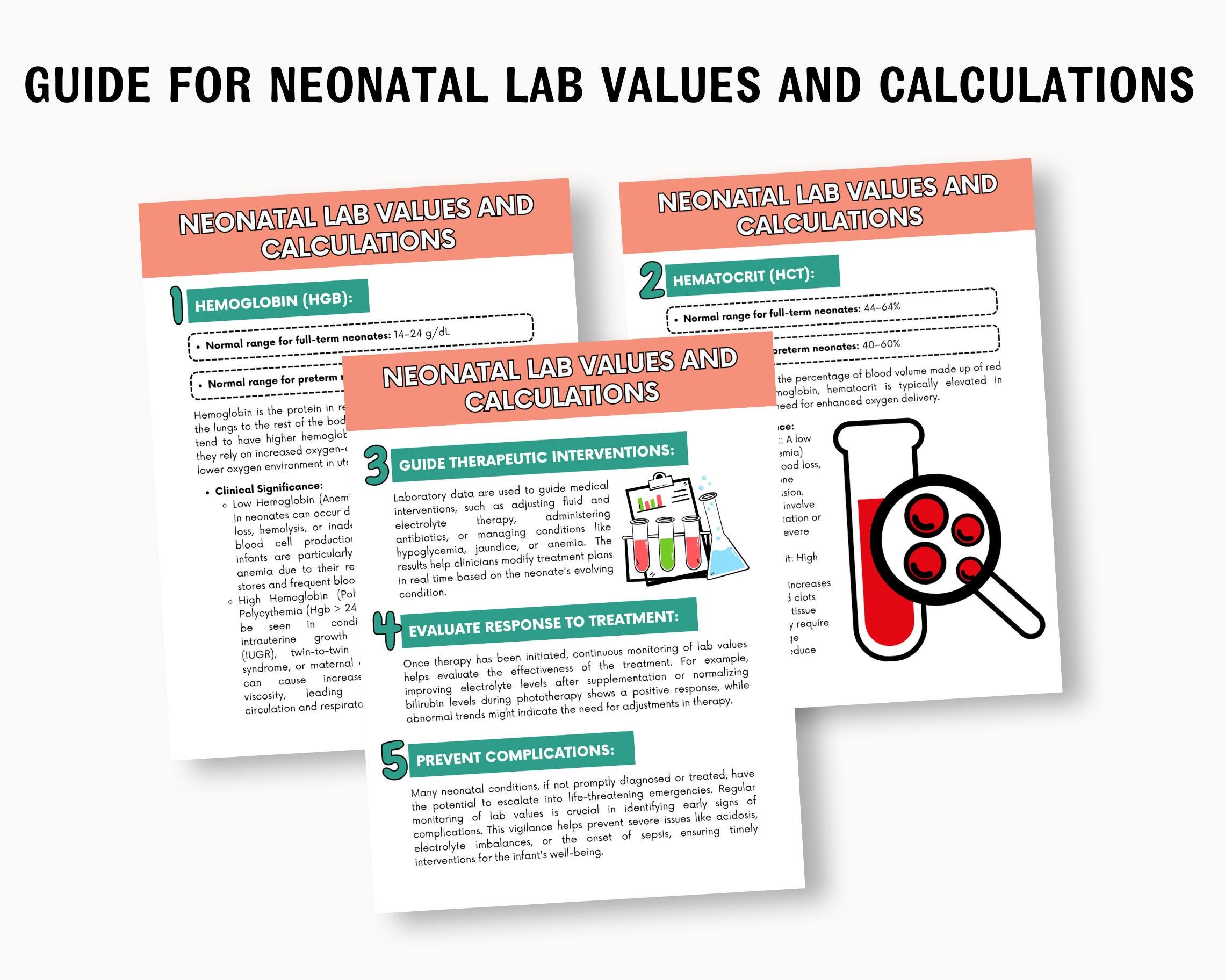 Comprehensive Neonatal Lab Values & Calculations Guide | Essential ...