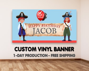 Pirate Party, Pirate Party Decor, Personalized Pirate Birthday Banner, Pirate Birthday Banner, Fully Personalized and Printed In The USA