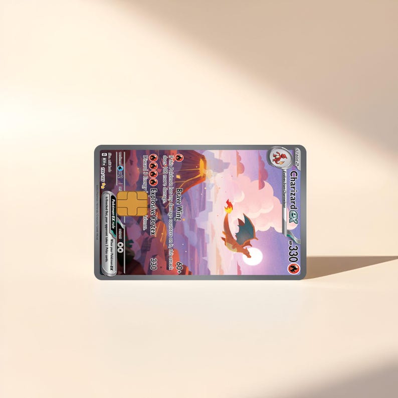 Charizard ex 151 pokemon card skin | holographic | credit card skin | image 1