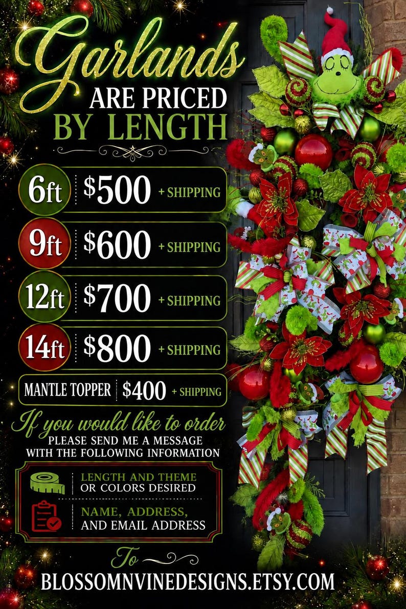 Custom Christmas Garland by the Foot, Holiday Garland, Handmade Mantel ...