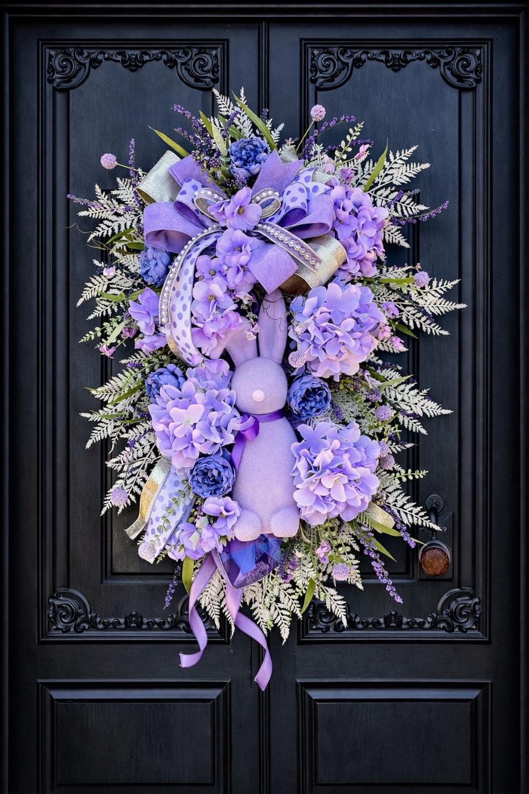 Handmade Easter Bunny Door Swag: Purple Hydrangea Floral Wreath - Etsy