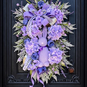 Handmade Easter Bunny Door Swag: Purple Hydrangea Floral Wreath - Etsy