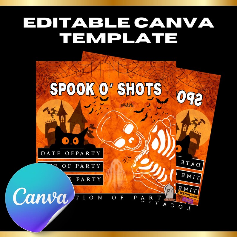 Editable Halloween Party Flyer, Spooky Invitation Template (canva) - Etsy
