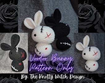 Amigurumi Mini Voodoo Bunny Crochet Pattern. Creepy, Cute, Scary Rabbit ...