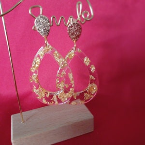 Boucles d'oreilles pendantes goutte feuille d'or