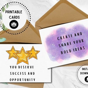 Cartões motivacionais para impressão, Cartões inspiradores, Cartões com citações positivas, Download digital, Cartões comemorativos, Para todos, Motivar e inspirar