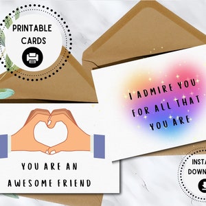 Cartes de compliments imprimables, Cartes de gentillesse, Cartes d'amitié, Cartes de positivité, Cartes de voeux, pour tout le monde, Téléchargement numérique, Joie/Gentillesse