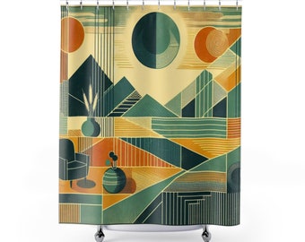 Kopie des Mid Century Modern Bold Geometric Print Duschvorhang