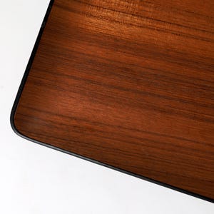 Mid-Century Modern Laminate Wood Tray – Teak Look with Sleek Black Edge