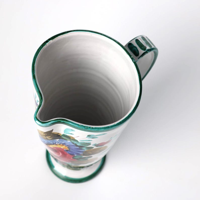 Vintage Italian Hand Painted Ceramic Pitcher Vase | Deruta Style Floral ...