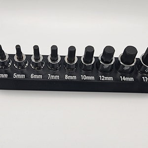 Harbor Freight METRIC 9 Piece Hex Bit Holder 3/8, 1/2&quot; Drive #67880