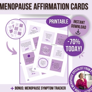 Cartes d'affirmation de la ménopause, Carte d'affirmation de la ménopause positive, Affirmation numérique de la ménopause, Citations numériques sur la quarantaine, Ensemble pleine conscience autosoins