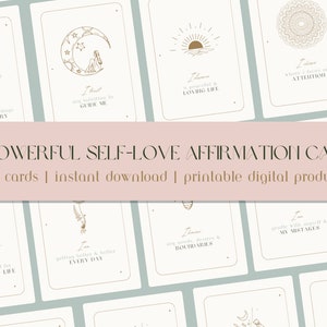48 Cartão Boho Minimalista Poderoso de Afirmação de Amor Próprio PDF para impressão