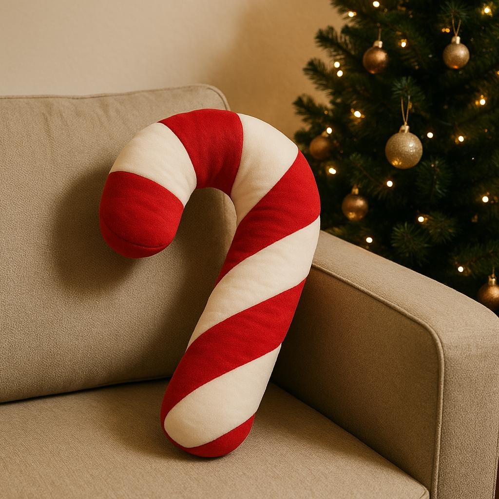 Candy Cane Plush Pillow Sewing Pattern: Christmas Decor (PDF Pattern)