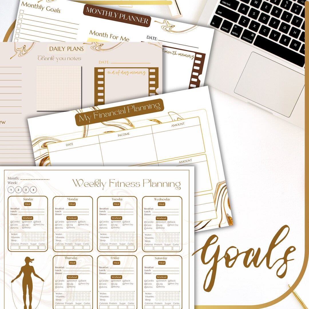 Goal Planner BUNDLE, 2024 Goals Tracker, Vision Board Printables, SMART ...