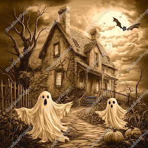 Haunted House PNG, Laser Engrave, Burn PNG, file ready for engraving on wood and slate, 3D Illusion, Digital file, Lightburn, halloween v7