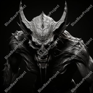 Halloween png, Laser Engrave File, for laser engrave on slate, CO2, xtool, glowforge, lightburn, 3D Illusion, Devil, Monster, Deamon v4